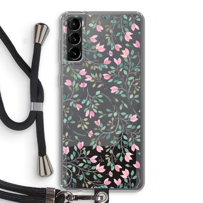 Sierlijke bloemen: Samsung Galaxy S21 Plus Transparant Hoesje met koord