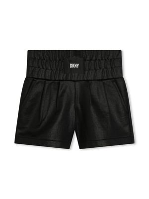 Dkny Kids short de survêtement en cuir à logo appliqué - Noir