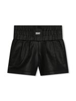 Dkny Kids short de survêtement en cuir à logo appliqué - Noir - thumbnail