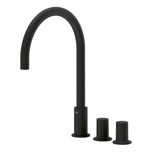 Wastafelkraan Tres Study | Opbouw | Draaibare uitloop | Mengkraan | Hoog model | 2-knops | Rond | Zwart mat
