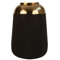 Bloemenvaas de luxe - zwart/goud - metaal - D17 x H27 cm - sierlijk - decoratief - thumbnail
