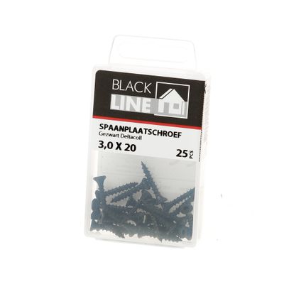 Spaanpl.schr.zwart pk tx10 3.0X20 Blister 25