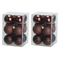 24x stuks kunststof kerstballen donkerbruin 6 cm mat/glans/glitter - Kerstbal