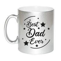 Zilveren Best Dad Ever cadeau koffiemok / theebeker 330 ml