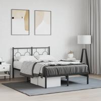 Bedframe met hoofdbord metaal zwart 120x190 cm