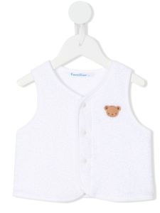 familiar gilet à broderie ourson - Blanc