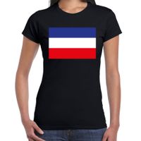 Boerenprotest t-shirt met Nederlandse vlag onderste boven zwart voor dames