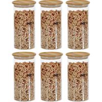 Kesper Voorraadpotten - 9x - glas met bamboe deksel - 1,2L - 10x20 cm