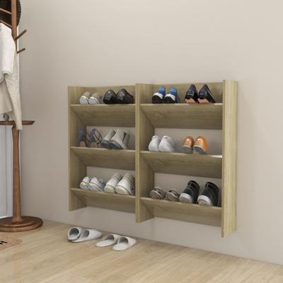 Wandschoenenkasten 2 st 60x18x90 cm spaanplaat sonoma eiken
