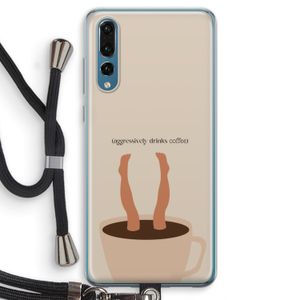 Aggressively drinks coffee: Huawei P20 Pro Transparant Hoesje met koord