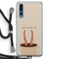 Aggressively drinks coffee: Huawei P20 Pro Transparant Hoesje met koord