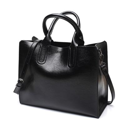 Lederen handtassen Big Women zak Casual vrouwelijke tassen Trunk Tote schoudertas dames grote Bolsos kleur: zwart