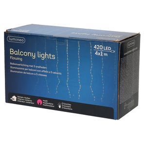 Kerstverlichting lichtgordijn - gekleurd - 420 led lampjes - balkonverlichting