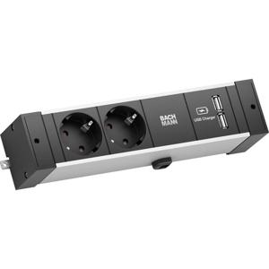 Bachmann Desk Rail power uitbreiding 2 m 2 AC-uitgang(en) Binnen Zwart, Zilver