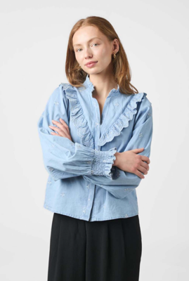 Neo Noir Blouse Degas Denim Blauw Neo Noir Blouse Degas Denim Blauw