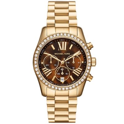 Michael Kors MK7276 Horloge Lexington Chrono staal goudkleurig-bruin 38 mm