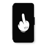 Middle finger black: iPhone XS Flip Hoesje - thumbnail
