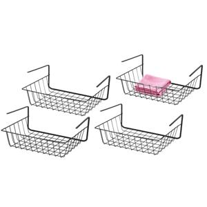 Hangmand voor kast - 4x - metaal - zwart - 29 x 21 x 11 cm - kastmandje