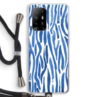 Blauwe nerven: Oppo A95 5G Transparant Hoesje met koord