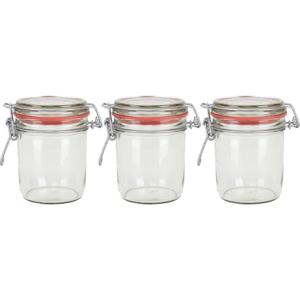 3x weckpot/inmaakpot - glas - 300 ml - met beugelsluiting - transparant