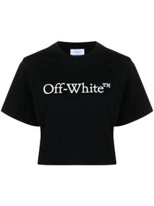 Off-White Bookish logo-print cropped T-shirt - Noir