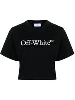 Off-White Bookish logo-print cropped T-shirt - Noir