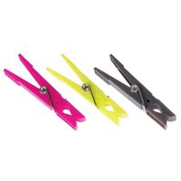 120x Stuks wasknijpers grijs, lime groen en roze 7,5 cm van kunststof - thumbnail