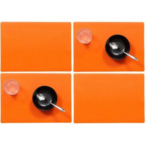 Set van 6x stuks stevige luxe Tafel placemats Plain oranje 30 x 43 cm