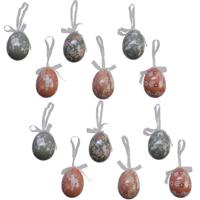 Decoris decoratie paaseieren - hangend - lente prints - 12x stuks - foam - 6 cm - aan lusjes