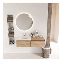 Mondiaz Bukla 120cm badmeubel met module 60 kleur washed oak met 2 lades wastafel links 1 kraangat kleur talc
