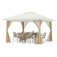 Pop-up Paviljoen van 394 x 394 cm Tent met Gaaszijpanelen en Dubbele Daklaag Inclusief Opbergtas