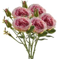 Kunstbloem roos Anne - 5x - roze - 37 cm - decoratie bloemen