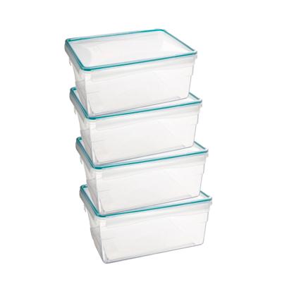 5Five Vershoudbakje met deksel - 4x - kunststof - luchtdicht - 25 x 18 x 12 cm - 3700 ml