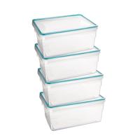 5Five Vershoudbakje met deksel - 4x - kunststof - luchtdicht - 25 x 18 x 12 cm - 3700 ml
