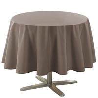 Eettafel tafelkleed rond - taupe - polyester - Dia 180 cm - Basic eettafel tafelkleden - thumbnail