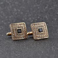 Klassieke luxe Strass Crystal Square aangepaste glazuur mannen Cufflink mannelijke Franse Shirt Cuff links bruiloft (licht geel gouden kleur)