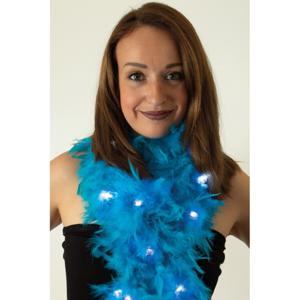 Boa met LED verlichting - Blauw - 180 cm - Veren verkleed boa van 50 grams - met batterijen