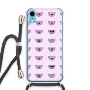 Smiley watermeloenprint: iPhone XR Transparant Hoesje met koord