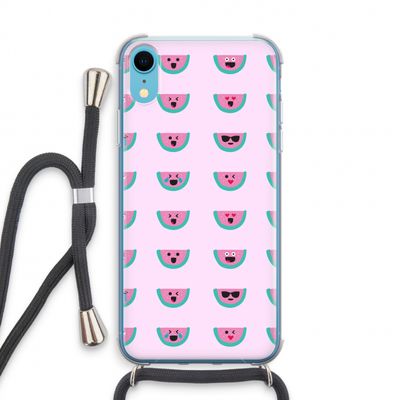Smiley watermeloenprint: iPhone XR Transparant Hoesje met koord