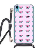 Smiley watermeloenprint: iPhone XR Transparant Hoesje met koord