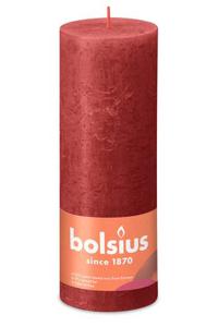 Bolsius Shine Collection Rustiek Stompkaars 190/68 Delicate Red - Delicaat Rood