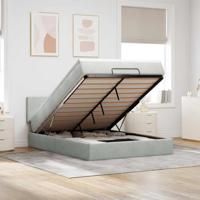 Ottoman bed met matras en LED's 140x200cm fluweel lichtgrijs