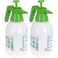 Set van 2x stuks drukspuiten / plantenspuiten met hand pomp wit/groen 2 liter