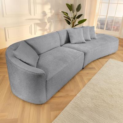Moderne bank ATELIER L 330cm grijs Bouclé XXL bank incl. kussens - 46547