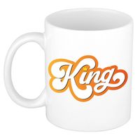 Mok/ beker wit Koningsdag King met kroontje 300 ml - feest mokken - thumbnail