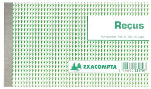 Exacompta ontvangsten, ft 10,5 x 18 cm, Franstalig, dupli (2 x 50 vel)