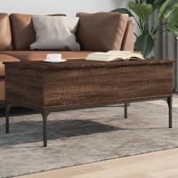 Salontafel 100x50x45 cm bewerkt hout en metaal bruin eikenkleur - thumbnail