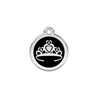 Crown Black roestvrijstalen hondenpenning small/klein dia. 2 cm - Reddingo