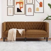 Tweezitsbank Chesterfield-stijl kunstsude bruin