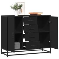 Dressoir 92x35x76 cm bewerkt hout zwart